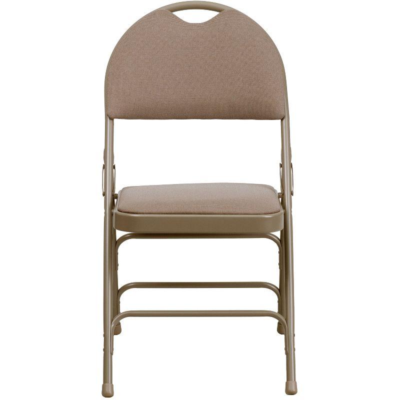 Flash Furniture 2 Pack HERCULES Series Ultra-Premium Triple Braced Beige Fabric Metal Folding Chair with Easy-Carry Handle