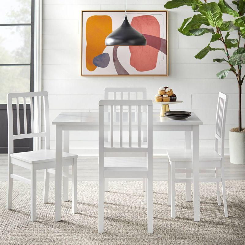 Set of 4 Camden Wood Slat Back Dining Chairs White - Buylateral: Rubberwood, No Tools Assembly