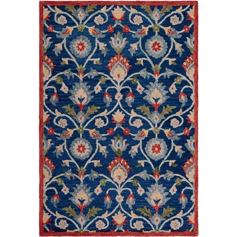 Blossom BLM562 Hand Tufted Area Rug - Blue/Rust - 5'x8' - Safavieh.