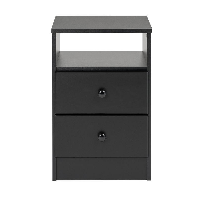 Astrid Timeless Black Nightstand with 2 Drawers and Open Shelf