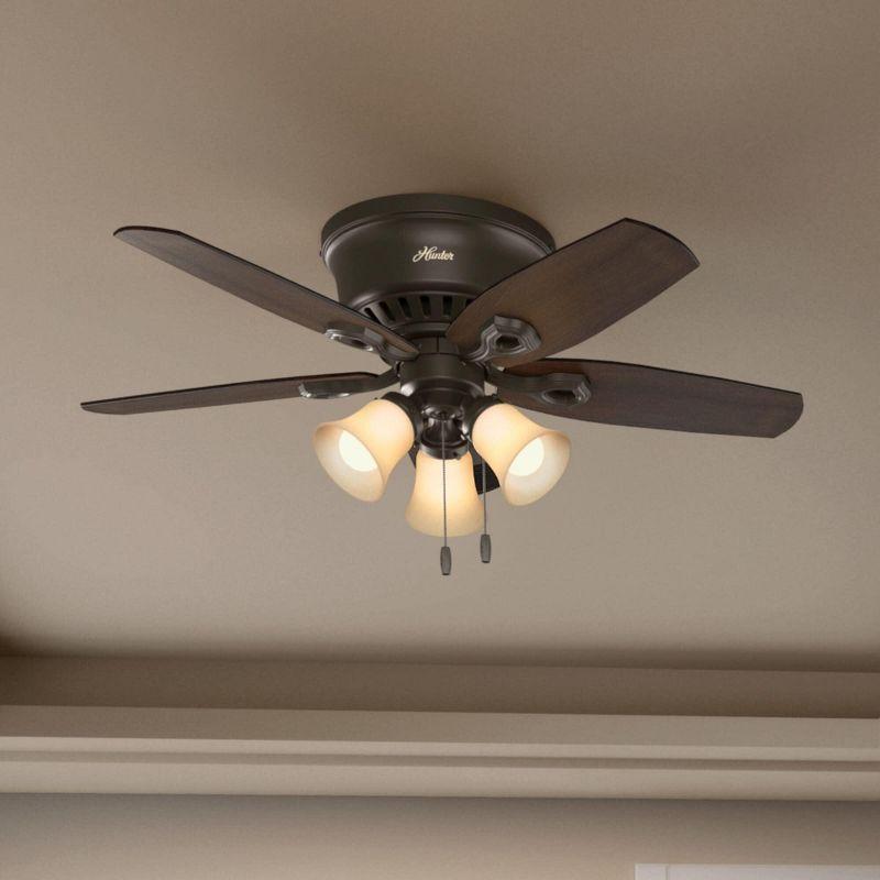 Hunter Fan 42" Builder Low Profile 5 - Blade Flush Mount Ceiling Fan with Pull Chain and Light Kit Included