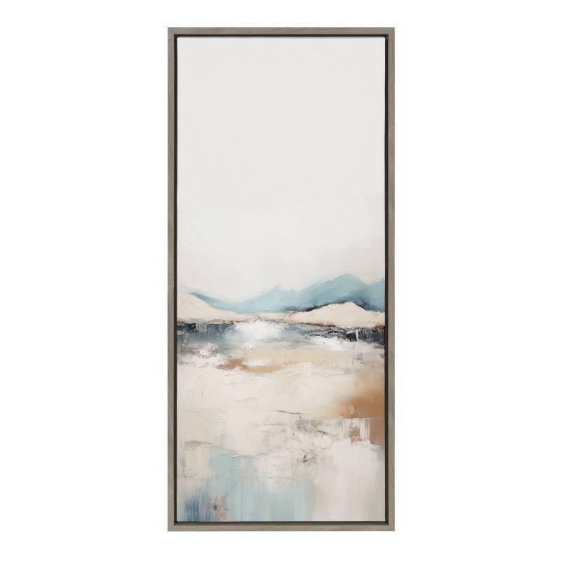 Tranquil Abstract Landscape Canvas Print in Gray Frame, 18x40