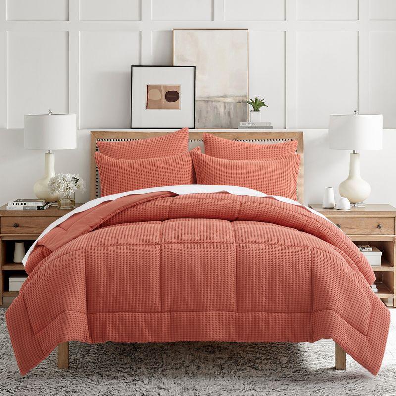 King Adobe Cotton Waffle Weave Comforter Set