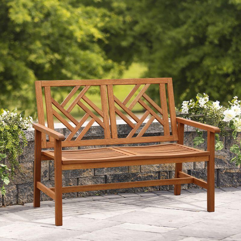 LuxenHome Carmel Solid Wood Outdoor Loveseat Park Bench