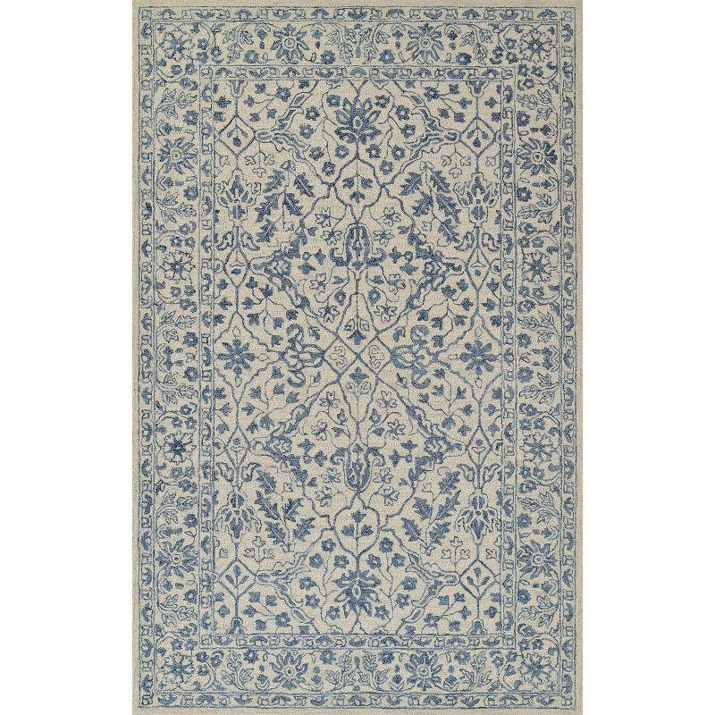 Hand Tufted Blue Wool Rectangular Area Rug 3'6" x 5'6"