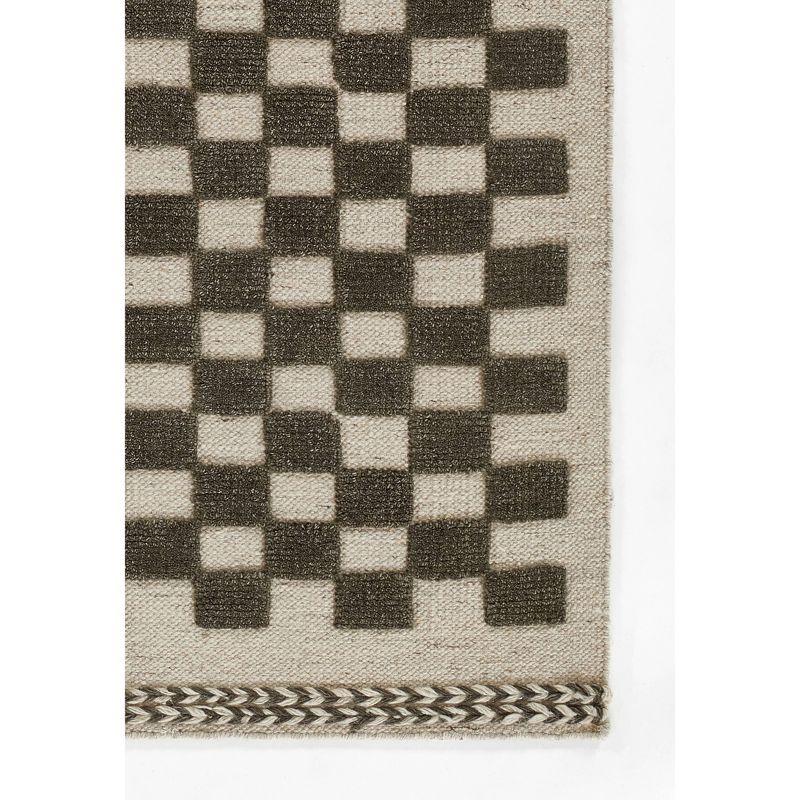 Momeni 5'x8' Willow Check Handwoven Area Rug Charcoal Gray: Wool, Low Pile, Classic Pattern, Indoor Use