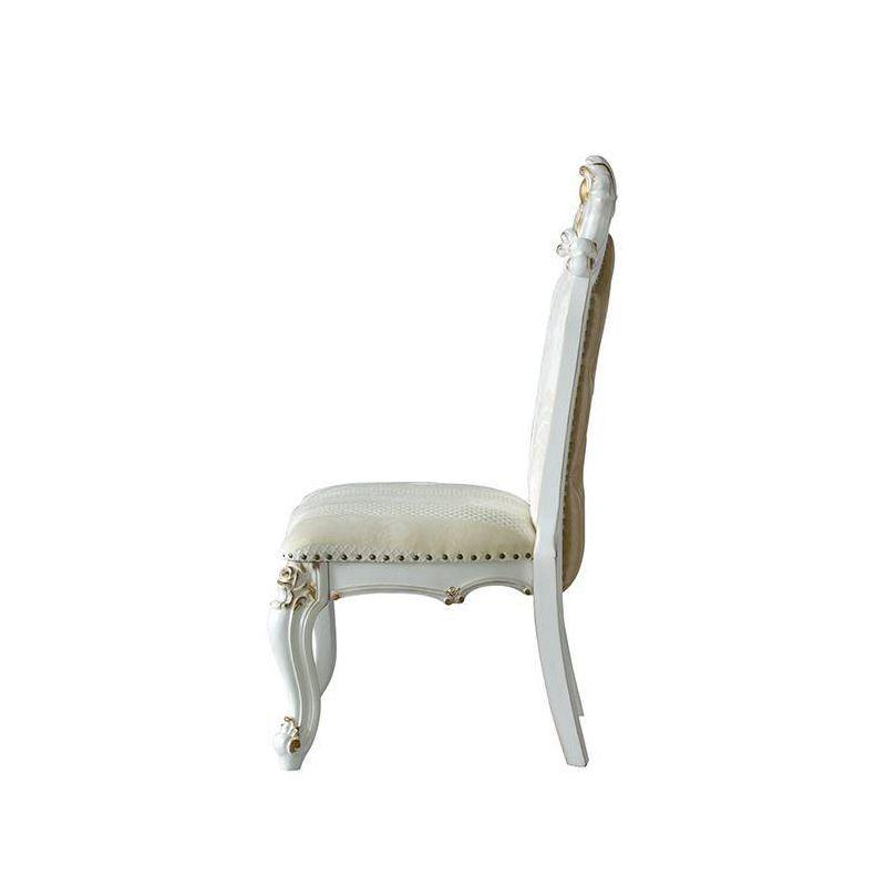 Elegant Beige Faux Leather Upholstered Side Chair with Queen Anne Legs