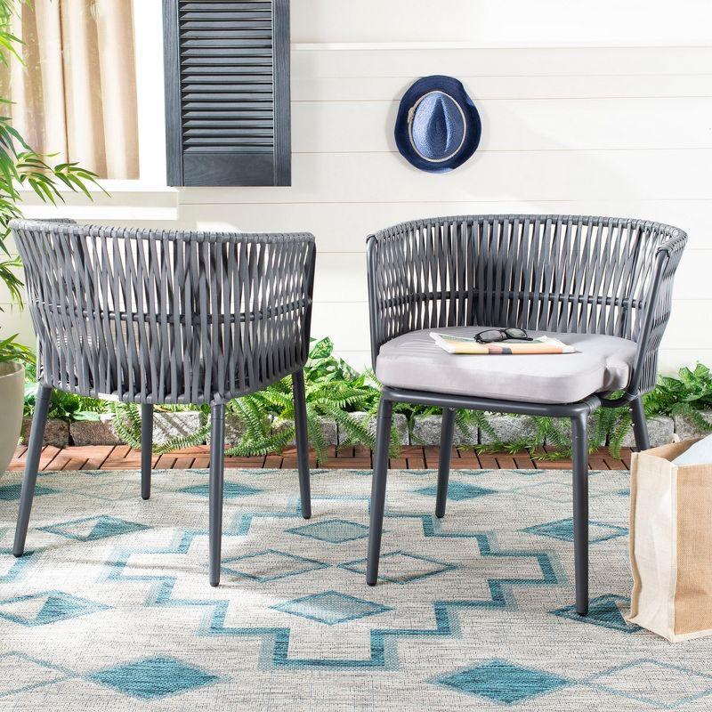 Gray Rope and Aluminum Outdoor Dining Chair with Cushions