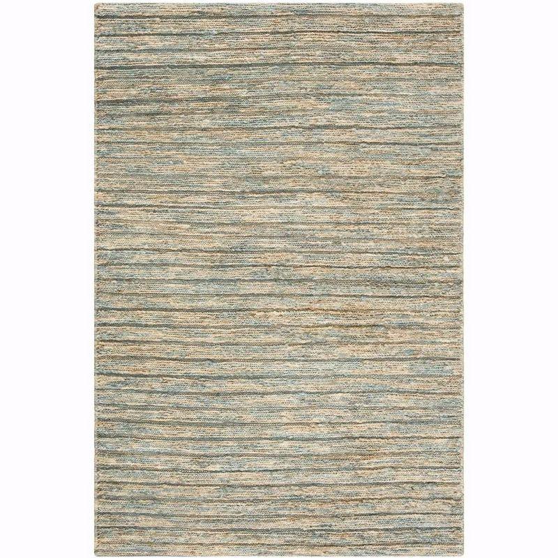 Hand-Knotted Blue and Natural Jute Area Rug, 4' x 6'