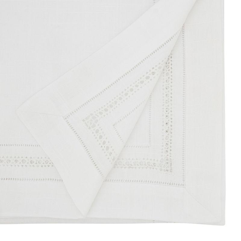 White Hemstitch Polyester Rectangle Table Runner