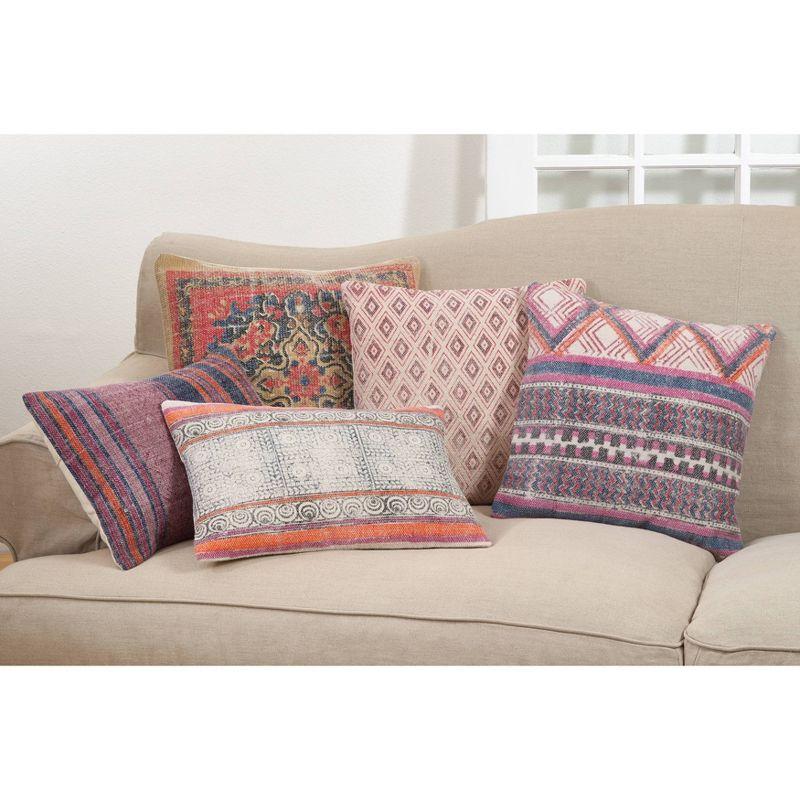 Boho Striped Cotton Blend Reversible Throw Pillow