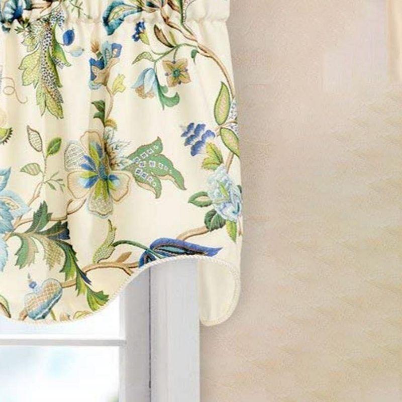 Brissac Blue Floral Polyester Scallop Window Valance