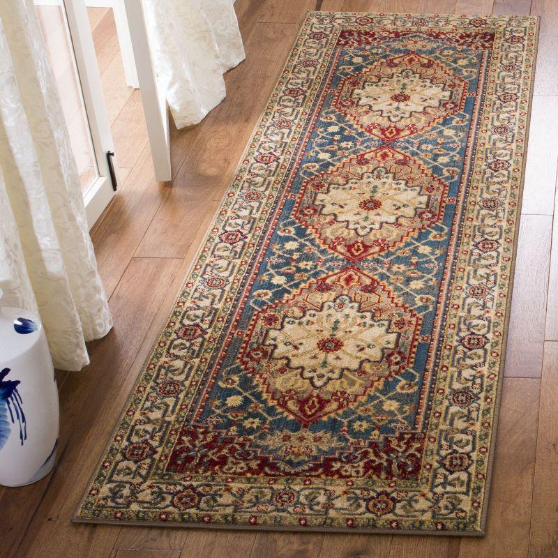 Kashan KSN306 Power Loomed Runner Rug - Ivory/Blue - 2'6"x8' - Safavieh