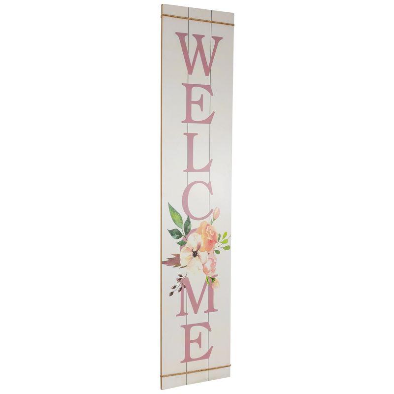 Northlight 48.5" Floral "Welcome" Wooden Spring Porch Board Sign Decoration