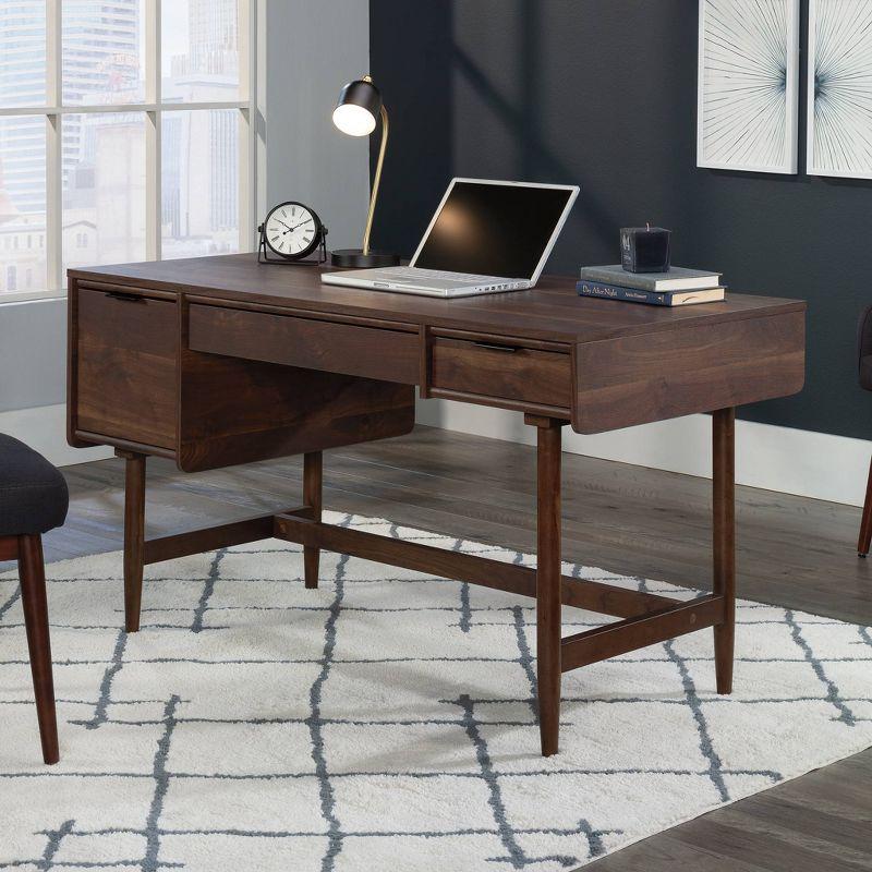 Grand Walnut Mid-Century Modern Desk with Drawer and Keyboard Tray