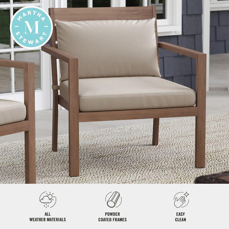 Martha Stewart Martha Stewart Bedford All-Weather Patio Accent Chairs with Seat and Lumbar Cushions (Set of 2)