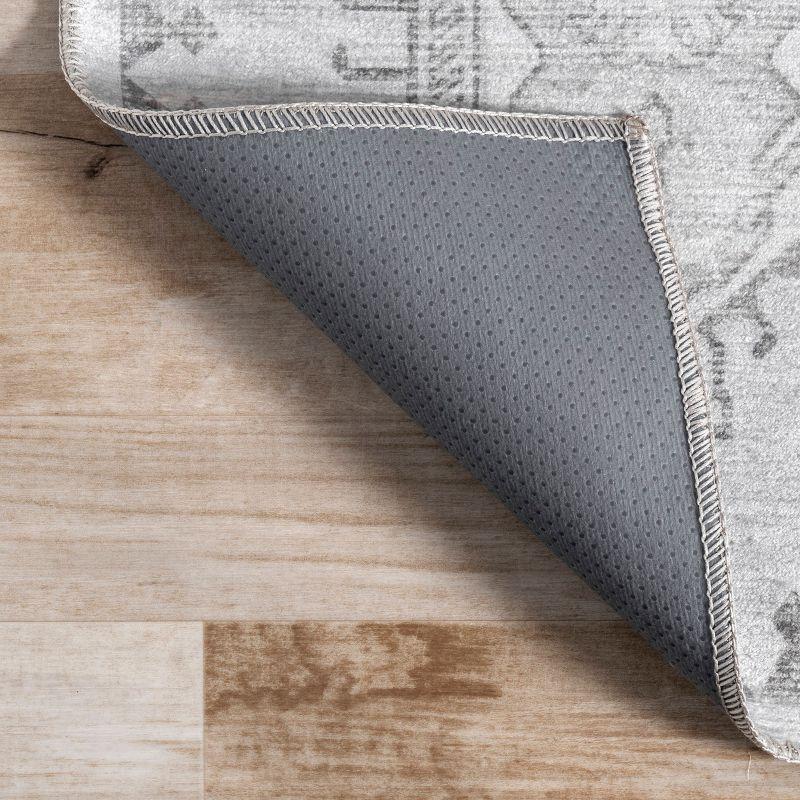 Nuloom Krystin Distressed Pet Friendly Machine Washable Area Rug, 5' x 8', Light Grey