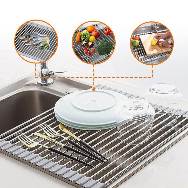 Adjustable Stainless Steel Over The Sink Dish Rack