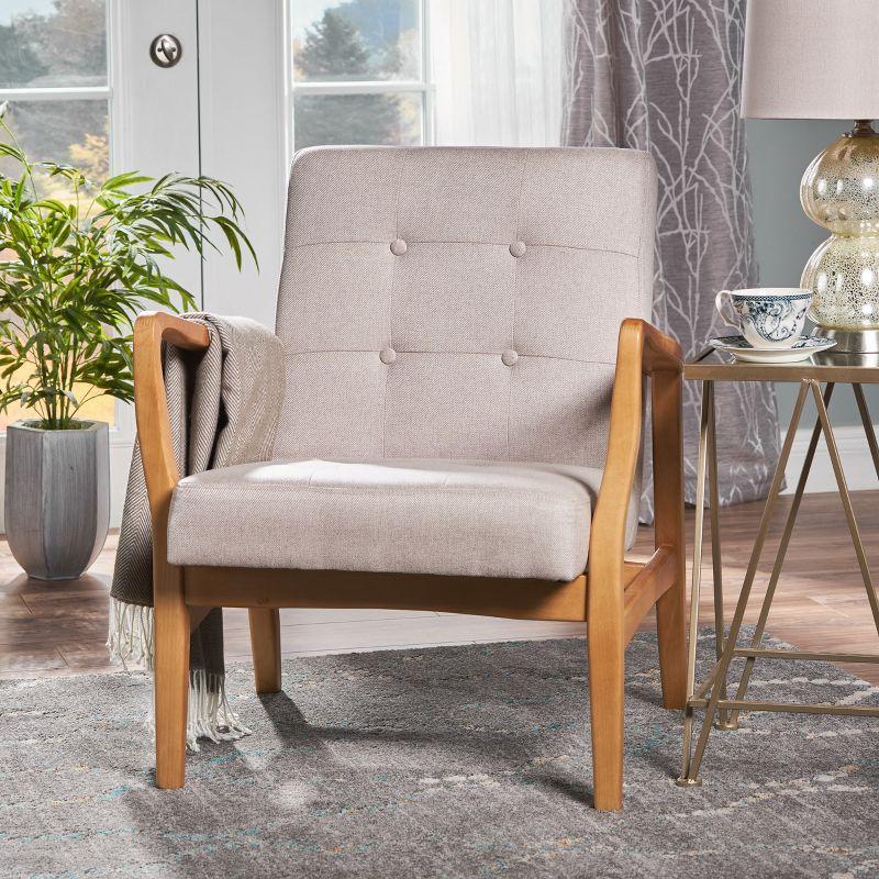 Brayden Tufted Club Chair Medium Beige - Christopher Knight Home: Upholstered, Hardwood Frame, No Assembly Required