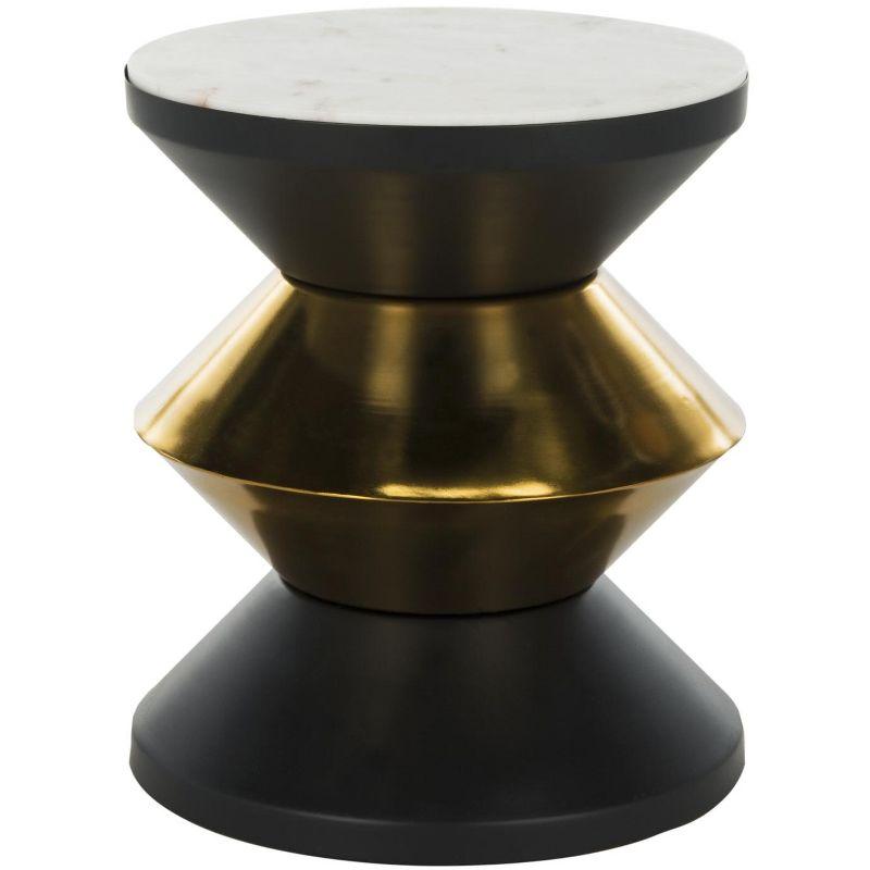 Azizi Stone Top Side Table - ACC3202A - Black/Gold - Safavieh