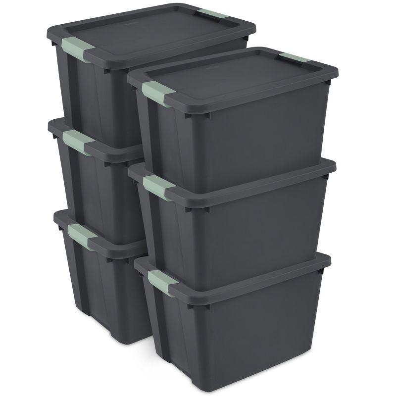 Sterilite Sterilite 6 Pack 20 Gallon Latch Tote, Stackable Plastic Storage Bin Container (Set of 6)