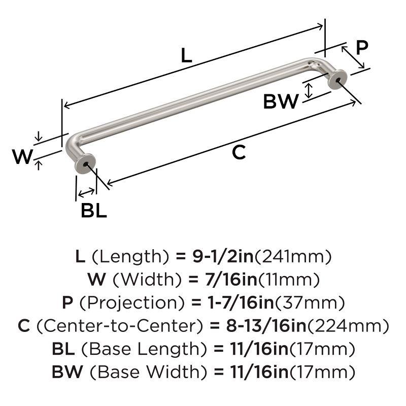 Satin Nickel 8-13/16 Inch Modern Cabinet Pull