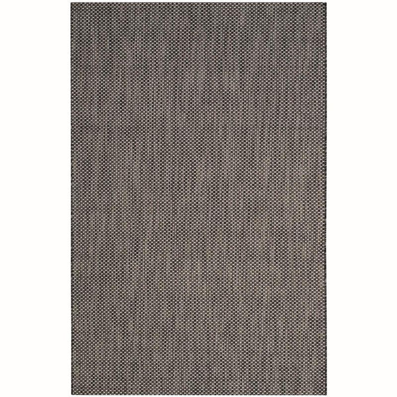 Black and Beige Rectangular Synthetic Outdoor Rug