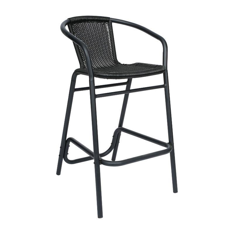 Lila Commercial Indoor-Outdoor Rattan Restaurant Barstool with Aluminum Frame