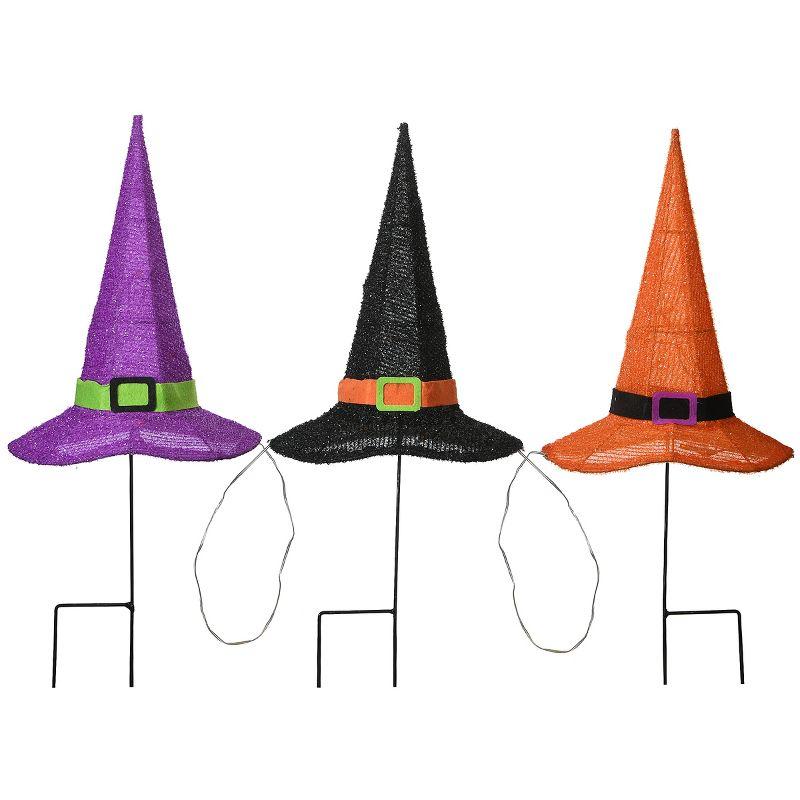 23" Prelit Multicolor Witch’s Hat Garden Stakes - National Tree Company