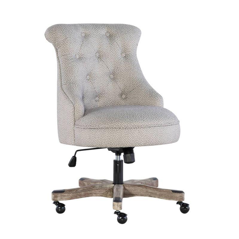 Sinclair Light Gray Swivel Executive Office Chair with Wood Base