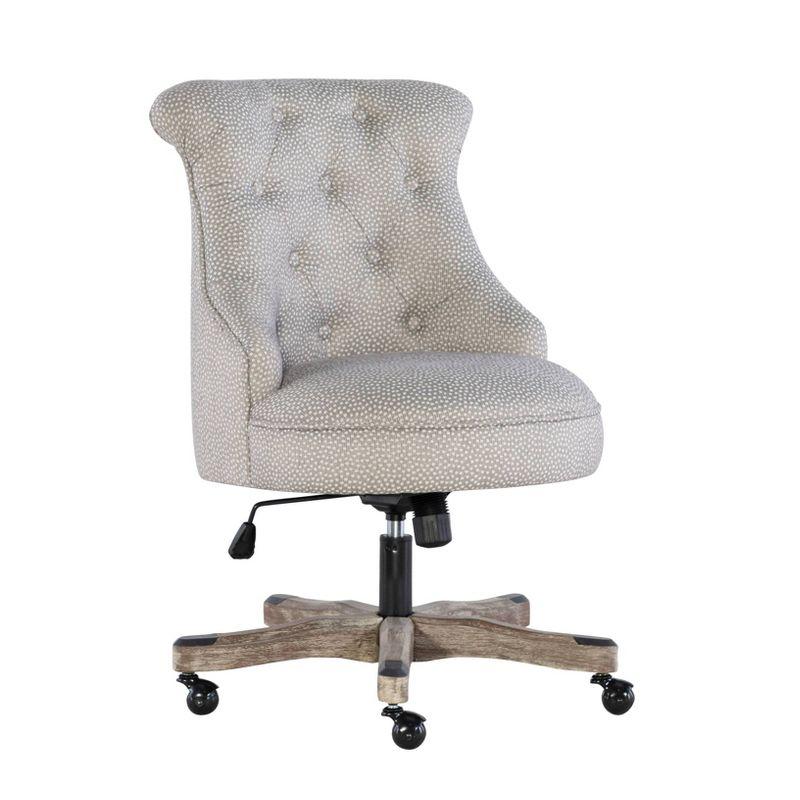 Sinclair Traditional Tufted Wood Base Swivel Office Chair Gray Wash Wood Base Light Gray - Linon