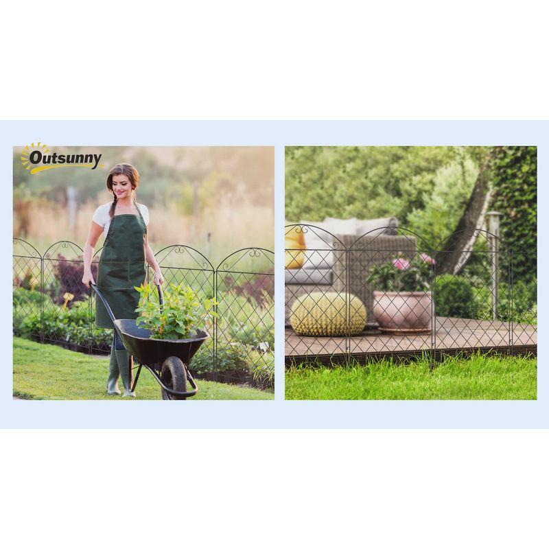 Outsunny Garden Fence, Steel Fence Panels, 11.5' L x 43" H, for Yard, Landscape, Patio (Set of 4)