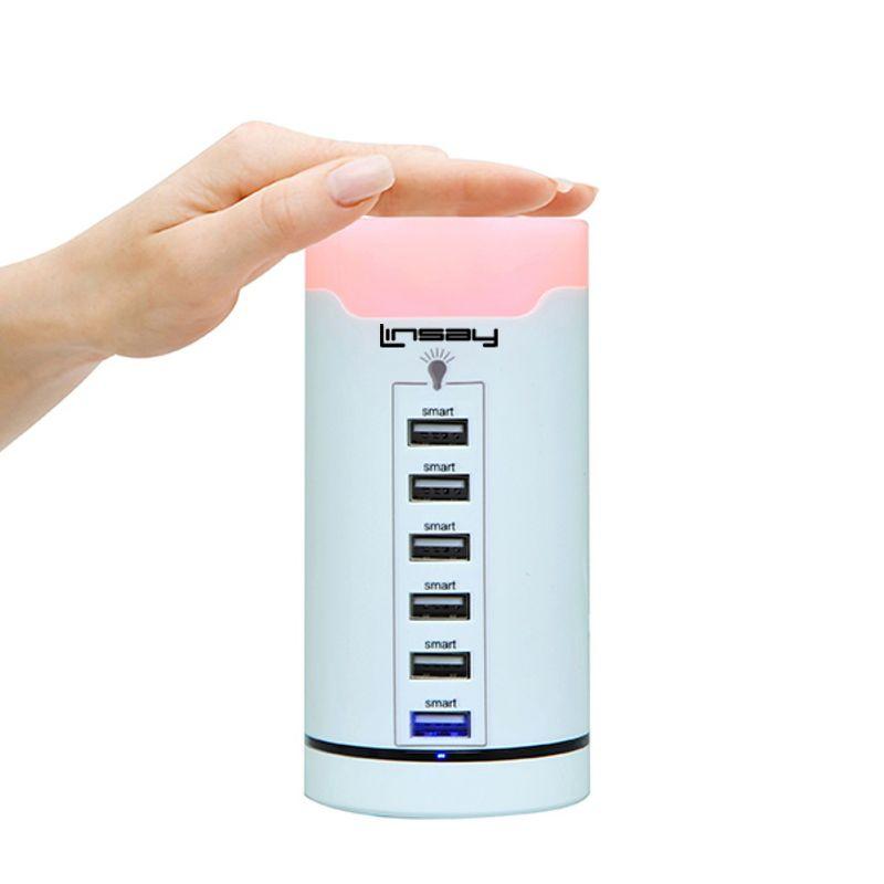 LINSAY SMART LED LAMP TOUCH with 6 USB Charging Station Multi color LED dimmeable