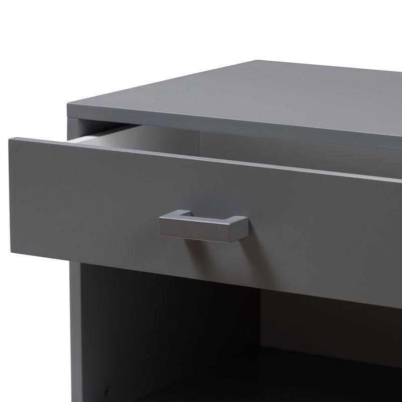 Deirdre Modern and Contemporary Wood 1 Drawer Nightstand Gray - Baxton Studio: Rubberwood, Engineered Frame, Open Shelf