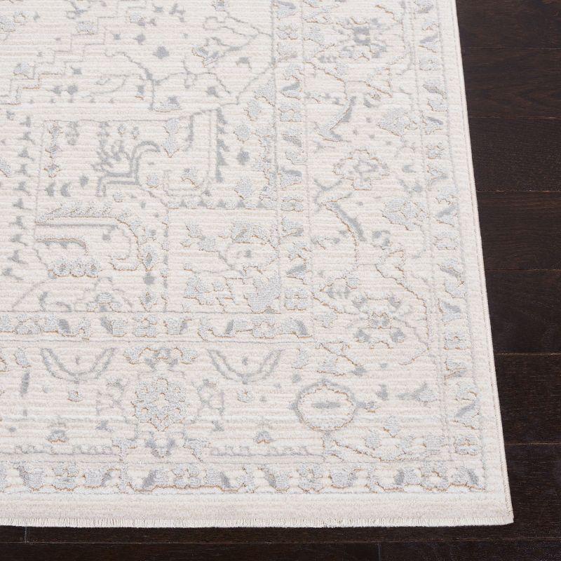 Ivory and Light Grey Hand-Knotted Wool Square Rug