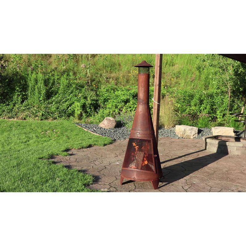 SunnyDaze Decor 70'' H x 23.5'' W 70" Rust Patina Finish Steel Wood-Burning Chiminea with Spark Screen