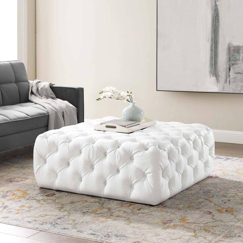 Anthem Tufted Button Large Square Faux Leather Ottoman by Modway