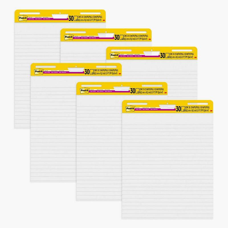 Large White Lined Self-Stick Easel Pads, 25" x 30", 6 Pack