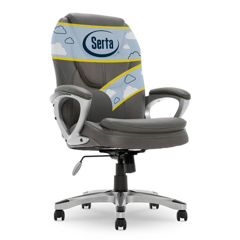 Amplify Executive Mesh Office Chair Seamless Light Gray - Serta: Ergonomic with Fixed Arms & Casters, Adjustable Height