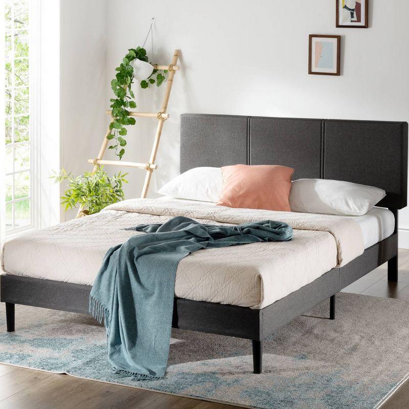 Cambril 38 inch Upholstered Platform Bed Frame with Sustainable Bamboo Slats