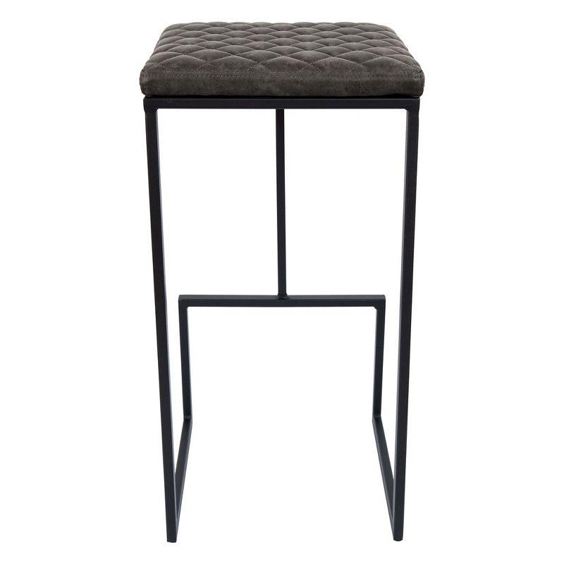 LeisureMod Quincy Leather Barstool with Black Metal Legs