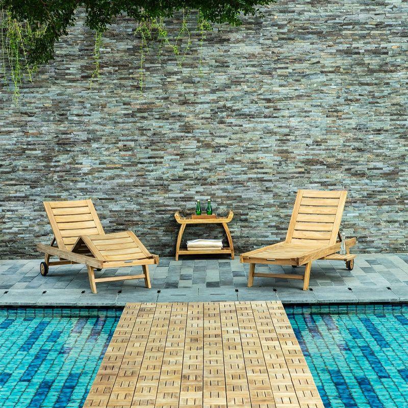 Natural Teak Wood Interlocking Deck Tiles, 12 Slat, 10 sq ft