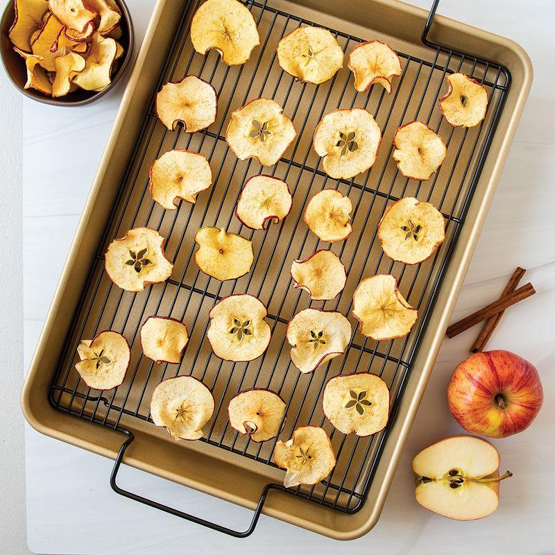 Gold Nonstick High-Sided Baking Tray with Black Rack