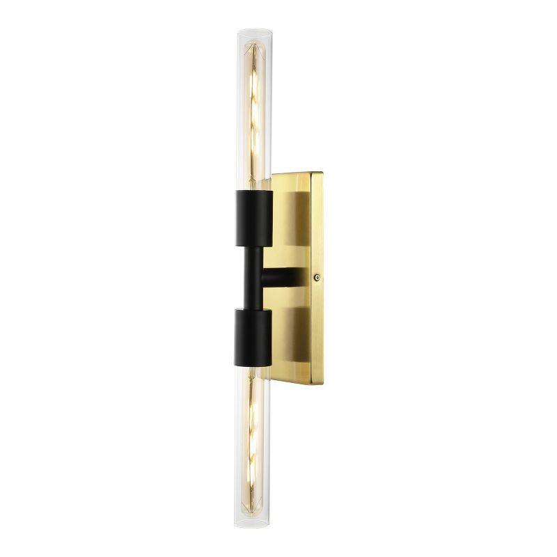 Nyx 2 Light 24.5" Wall Sconce - Brass Gold/Black - Safavieh.