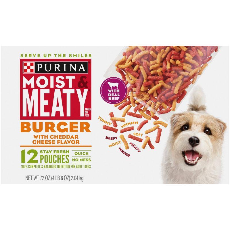 Moist & Meaty Burguer with Cheddar Cheese and Beef Flavor Dry Dog Food - 12ct Pack