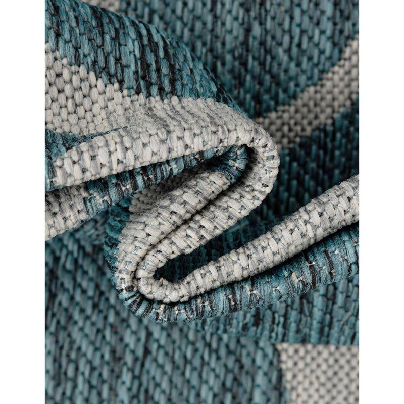 Unique Loom 6' 1 x 9' 0 Rectangle Indoor/Outdoor Botanical Teal Area Rug