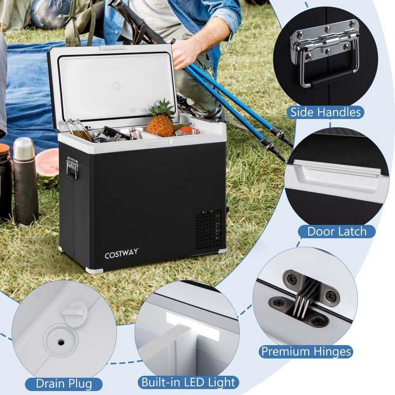 Costway 12 Volt Car Refrigerator 53QT Portable Car Fridge with -4℉~68℉ for RVs Adjustable Range Black