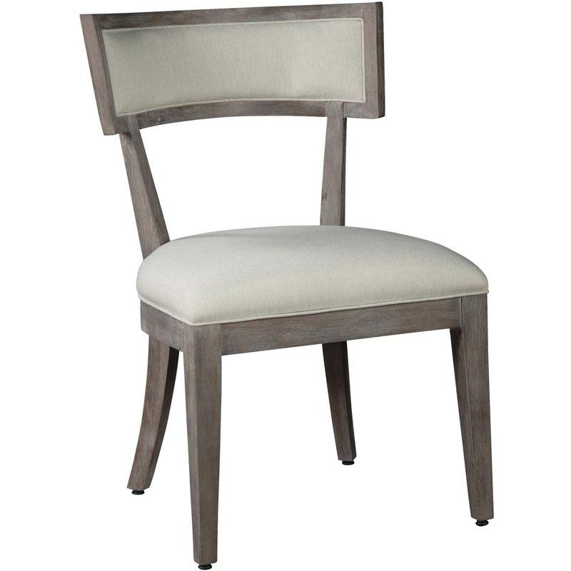 Gray Linen Upholstered Side Chair with Wood Frame