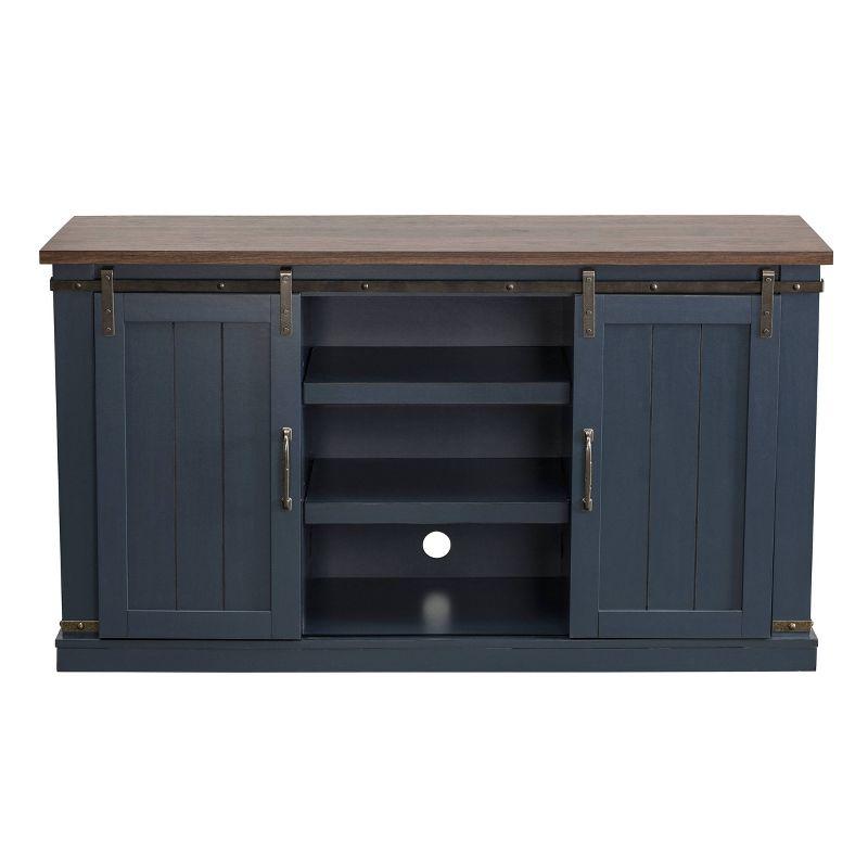 Sliding Doors TV Stand for TVs up to 60" Navy Blue - Home Essentials: Farmhouse Style, Adjustable Shelves, Cable Management