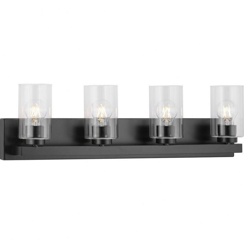 Progress Lighting Goodwin 4-Light Vanity Light, Steel, Matte Black, Clear Glass